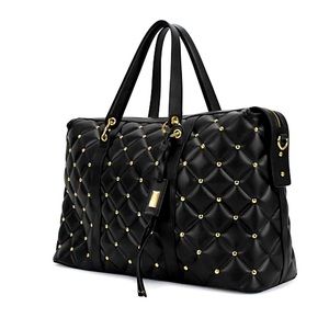 Badgley Mischka Quilted Travel Tote Weekender Bag in black